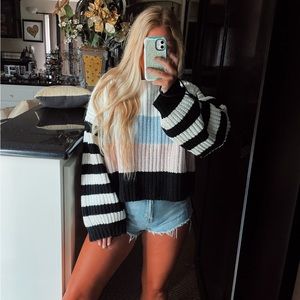 Oversized knit stripped sweater